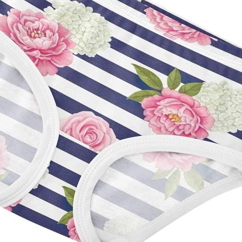 Pink Floral White Peonies Blue Cute Panties Girl Toddler Underwear Floral Cotton Fancy Briefs Undies Kids 2t4