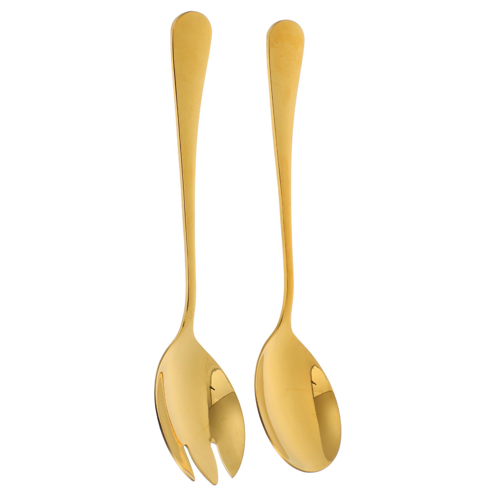 Salatbesteck in Elegantem Goldfarbenem Design und Familienfeiern 2 Stück aus Rostfreiem Edelstahl mit Ergonomischem Kuchenlöffel und Feiner Vorspeisengabel für Restaurant