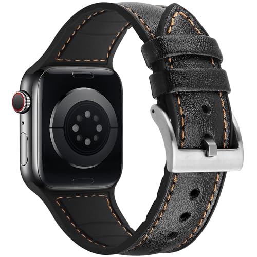 コンパチブル Apple Watch バンド 41mm 40mm 38mm、コンパチブルiWatch通用ベルト Apple Watch SE2 SE Series 9/8/7/6/5/4/3/2/1に対応 レザーシリコン一体型交換ストラップ (38mm 4