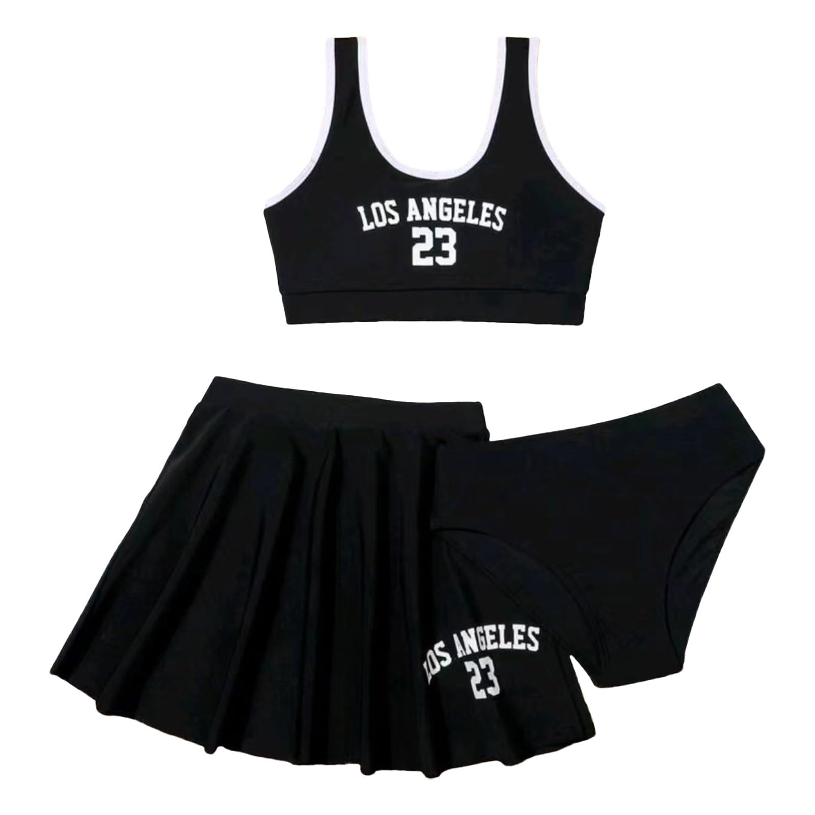 Generisch Bikini triángulo para niña, 3 piezas, traje de baño para niñas con pantalones, ropa de baño informal de verano