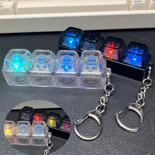 Image of 2PCS Keyboard Fidget Toys for Adult,Keyboard Fidget Keychain,Fidget Clicker with LED Light,4 in 1 Mechanical Fidget Keyboard for Release Stress,Easter Gifts,Birthday Gifts,Black & White