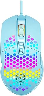 UrChoiceLtd G11 Gaming Mouse, RGB Backlit USB Gaming Mice & 7 Buttons Programmable Driver, Gaming IC Chip 6400DPI, Ergonomic Ultralight Honeycomb Shell for PC Gamers Laptop Computer (Mint Green)