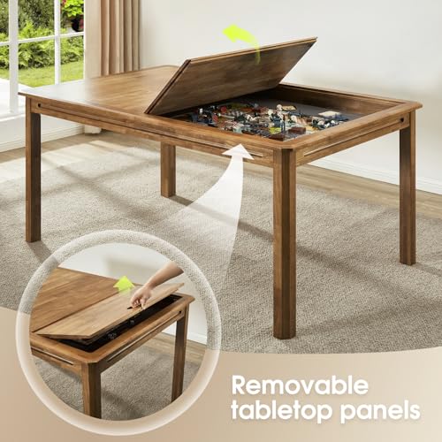 Image of Board Game Table with Removable Table Top, Seats 4 to 6 Players with 57in x 33in Play Area, Includes Play Mat, Detachable Cup Holders and Dice Trays, Minimal Assembly Required
