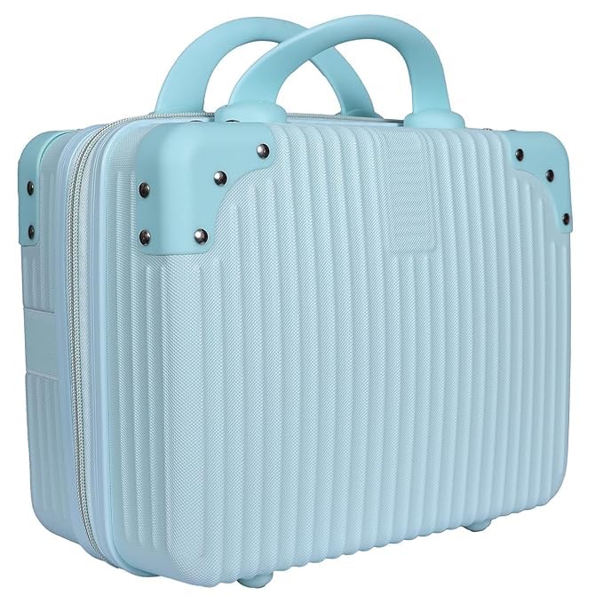 Image of Makeup Case Suitcase, Mini, Mini Hard Shell Travel Luggage, Women Portable Water Proof Carrying Suitcase, Organizer Bag, Small Hard Shell Cosmetic Lugge Bag, Water Proof (B-Sky Blue)