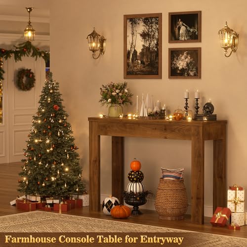 Image of Armocity Console Table, Small Farmhouse Wood Entryway Table, Sofa Tables Narrow Long Behind Couch, Entry Table for Entrance, Hallway, Living Room, 32 inch, Brown Oak