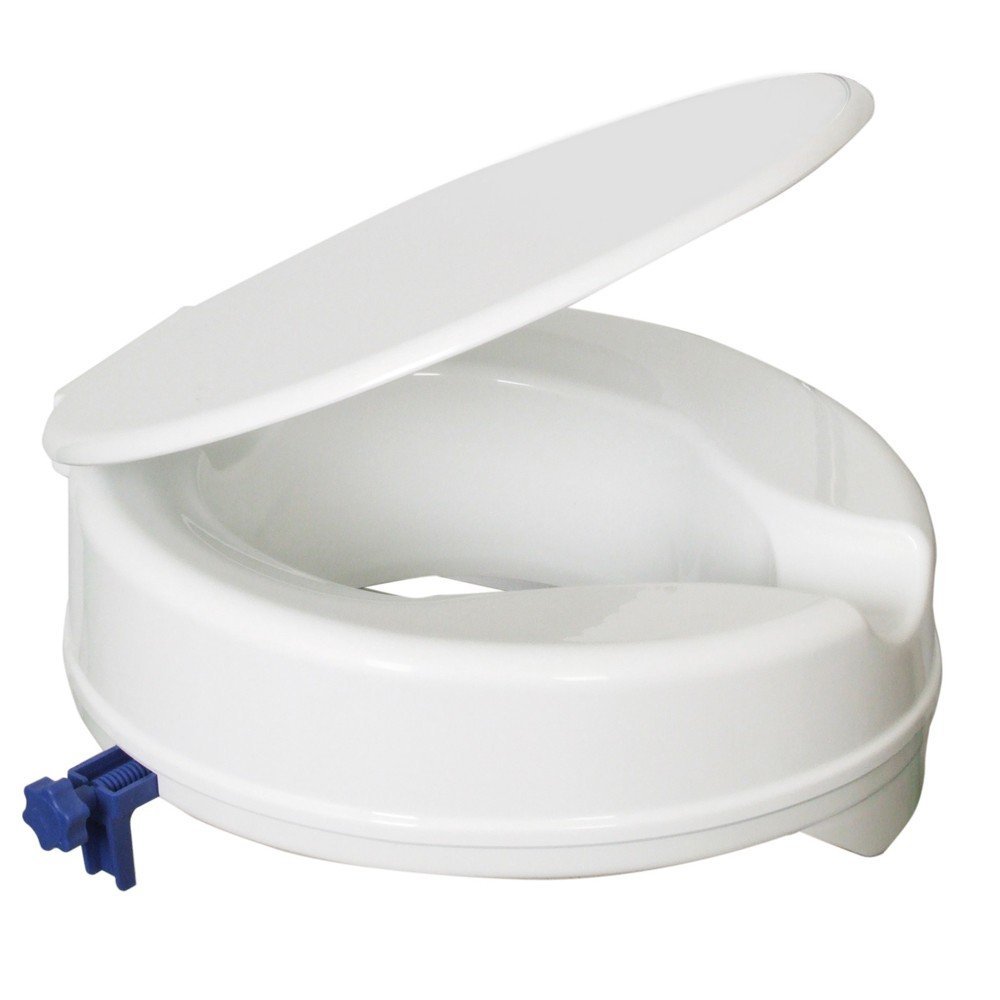 Aidapt White Senator Raised Plastic Toilet Seat - With Lid (2")