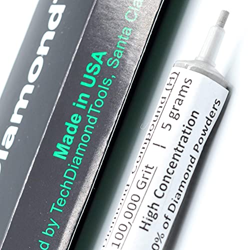 TechDiamondTools Diamond Polishing Compound Polishing Paste 100,000 Grit 0-0.25 Microns for Marble Glass Metal Rock Jewelry Resin Silver Chrome Gemstone with High Concentration Diamond Powder USA Made