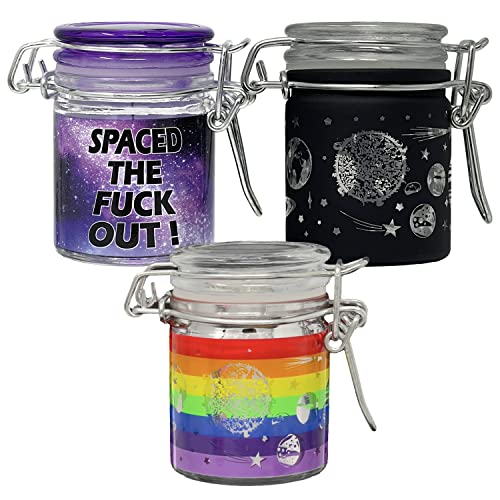 Ted Miller Innovation Mini Storage Jar Set of 3: Spaced Out, Rainbow Galaxy, and Dark Galaxy Jar