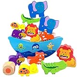 Tome turnos para colocar tantos animales en el barco sin caer. ¡El último para agregar con éxito bloques gana!