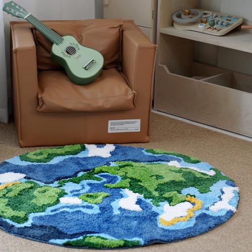 Tapete redondo decorativo con mapa mundi 40 in miniatura 5