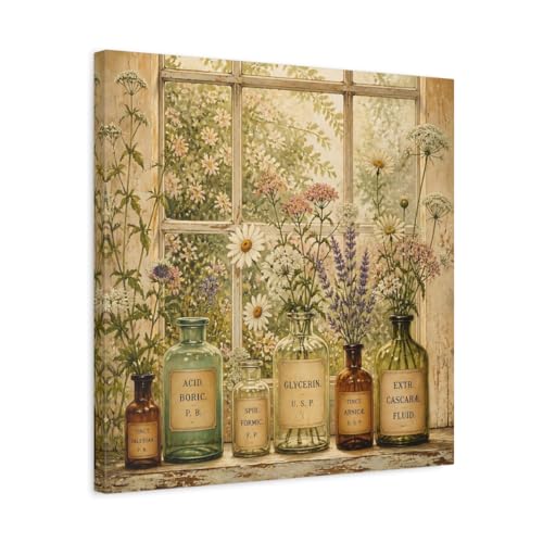 Tableau herboristerie haut de gamme en toile canvas tendue 50x50