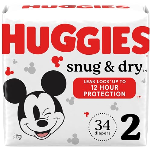 Image of Huggies Size 2 Diapers, Snug & Dry Baby Diapers, Size 2 (12-18 lbs), 34 Count