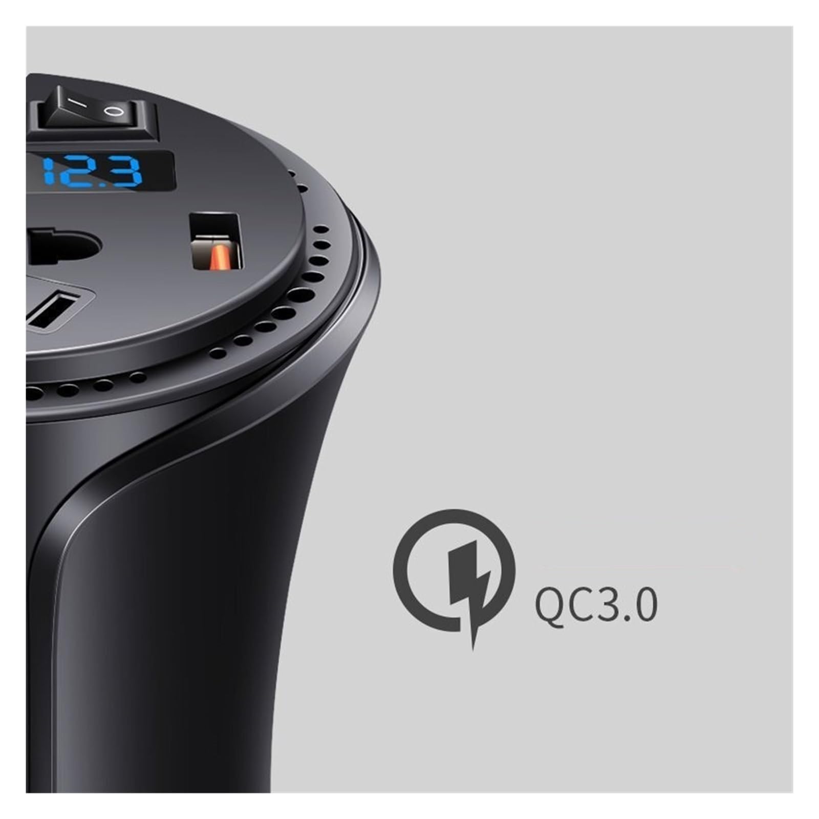 Przetwornica samochodowa zasilania samochodowego Interfejs Qualcomm samochodowy 12 V DC do AC,Stabilna konwersja mocy