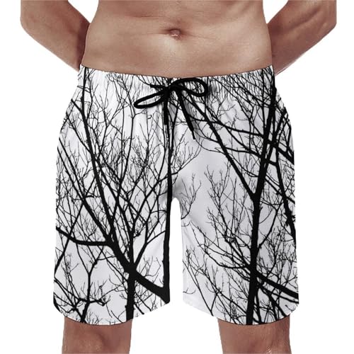 Shorts de bain homme branches noires maillot séchage rapide S