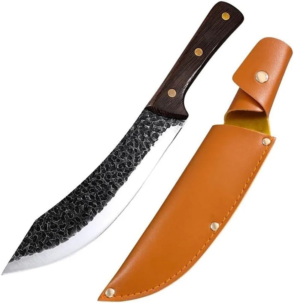 Cleaver Knife, Forged Slaughter Boning Knife Stainless Steel Cleaver Knives For Meat Fruit Vegetables Wooden Handle With Cover