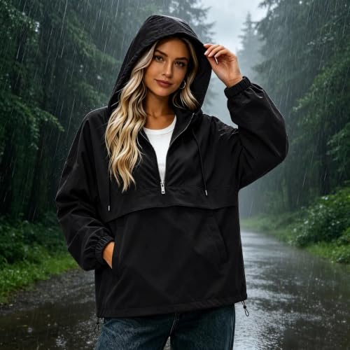 Windbreaker Jacket Women Waterproof Plus Size Half Zip Utility Raincoat - image 4