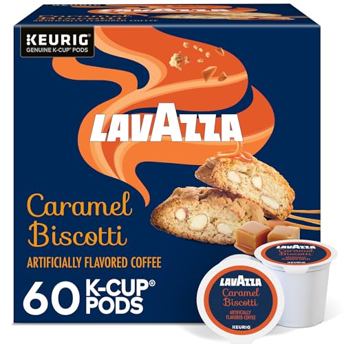 Image of Lavazza Caramel Biscotti Coffee, Single Serve Keurig K-Cup Pods, Flavored Coffee, 60-Count Box (6 Packs of 10)