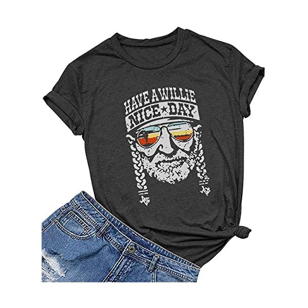 KIDDAD-Womens-Have-a-Willie-Nice-Day-Shirt-Letter-Print-Graphic-T-Shirt-Short-Sleeve-Sunset-Shades-Casual-Tee-Tops KIDDAD Women's Have a Nice Day Shirt Letter Print Graphic T-Shirt Short Sleeve Sunset Shades Casual Tee Tops