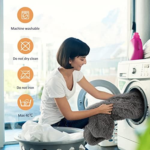 Sted Heated Blanket, Electrical Blanket Queen Dimension, 10 Warmth & 12 Time Settings Heating Blanket, Fake Fur Heated Throw Blanket with LCD Show, Overheating Safety, Machine Washable 62"x84" Gray 7