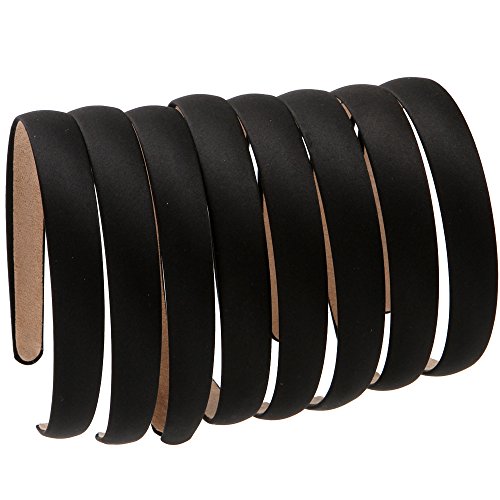 LONEEDY 8 Hard Headbands, 2cm Wide Non-slip Ribbon Hairband for Women?8 Black?