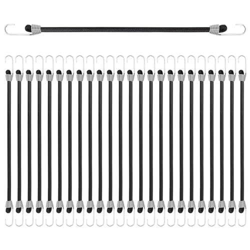 24 Pezzi Cavi Elastici con Ganci,Liwein Corde Elastiche con Gancio,Ganci Elastici,Elastici Portapacchi,Cinghie Elastiche,per Teloni Giardinaggio Campeggio Corda Elastica(25cm)
