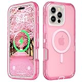 Follaroma for iPhone 16 Pro Max Case, Compatible with MagSafe, Heavy Duty Shockproof Protection Phone Cases, Anti-Drop, Dual Layer Transparent Magnetic Phone Case for iPhone 16 Pro Max, 6.9', Pink