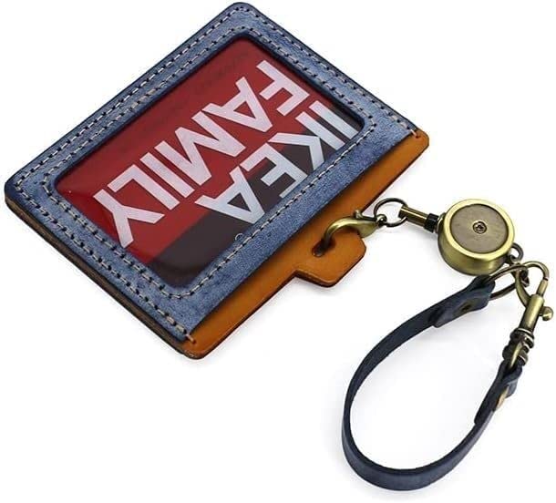 Etui na karty Odznaka Etui na dowód osobisty Etui na identyfikatory z prawdziwej skóry Zwijany pasek na szyję Smycz Breloczek Nazwa Uchwyt na kartę autobusową Uchwyt na kartę kredytową (kolor: szary)