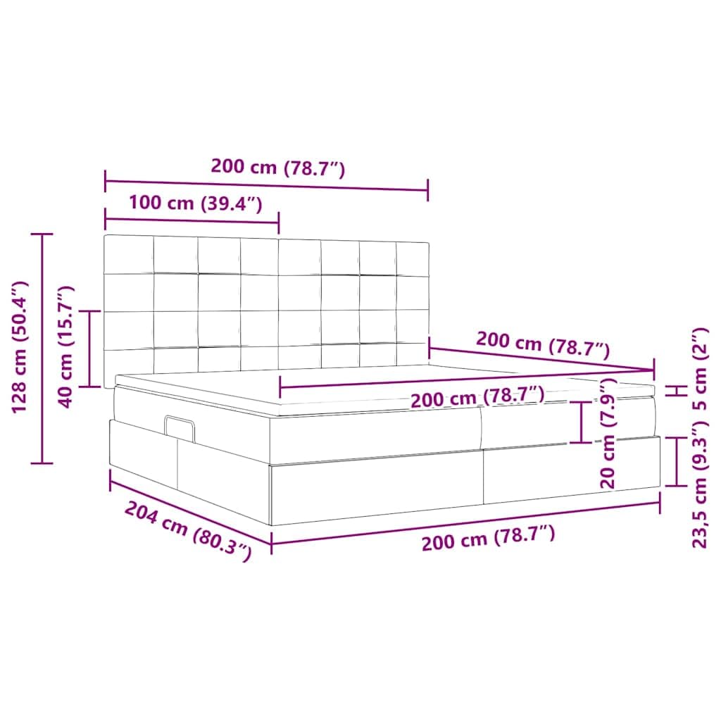 Cama de almacenamiento con colchón de terciopelo rosa de 200 x 200 cm, cama doble de metal con somier de láminas y tiras LED, espacio de almacenamiento y cabecero para dormitorio, cómodo