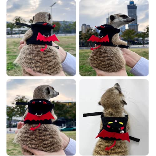 Image of Ferret Harness and Leash, Adjustable Ferret Walking Vest for Squirrel and Small Animal, Soft and Breathable Ferret Lead Leash with Evil Wings and Safe Bell (Evil)
