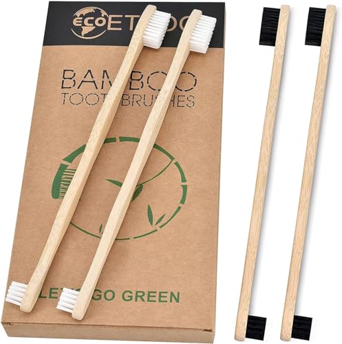 Image of Dog Toothbrush,Pets Bamboo Tooth Brush Double-Sided Small & Large Head Toothbrushes for Dogs Cats,Biodegradable Eco-Friendly Teeth Cleaning Tool (6 Pack with Bag Holder)