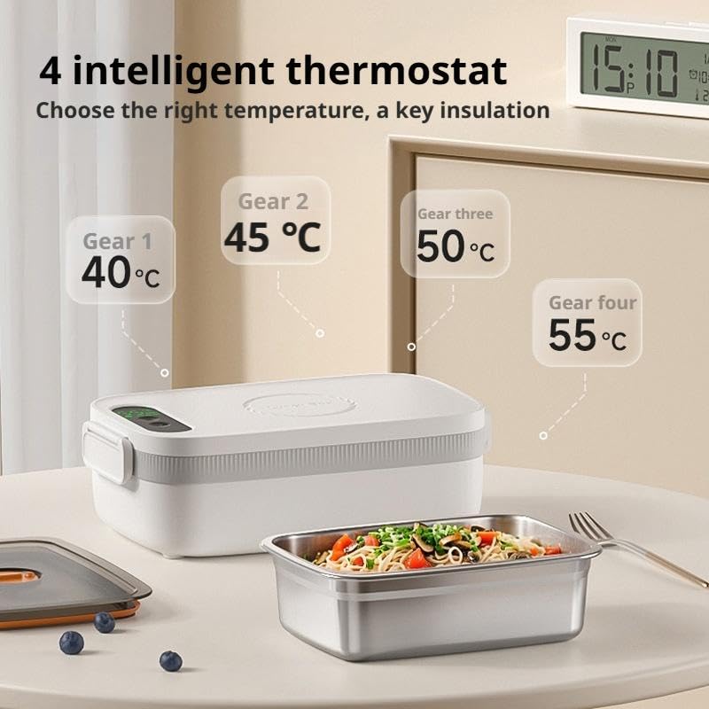SOOOEC Contenitore per il pranzo elettrico riscaldato, 100 W, 3 in 1, 1,8 l, super veloce, portatile, scaldavivande per adulti, 12 V/24 V/110-220 V, riscaldamento, contenitore per il pranzo per auto
