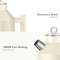 Vista 3 de ASCOT Hervidor eléctrico, interior de acero inoxidable de 1,5 L, sin plástico, 1500 W de ebullición rápida, diseño retro, apagado automático