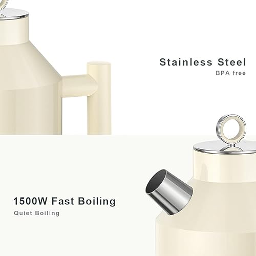 Miniatura 3 de ASCOT Hervidor eléctrico, hervidor de té eléctrico 1.6L 1500W Calentador de té retro y agua hirviendo, apagado automático y protección contra hervir