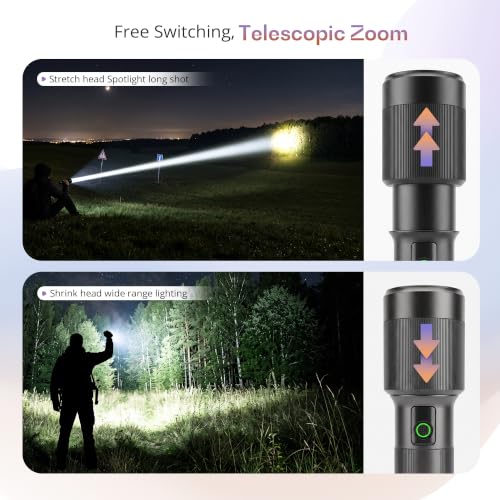Image of IBELL Castor FL8790S Rechargeable 6000 mAh LED Flashlight, Portable Torch with Digital Display, Type C Charging, Adjustable Focus, Compact Design for Home, Outdoor, Camping & Emergency Use (Black)