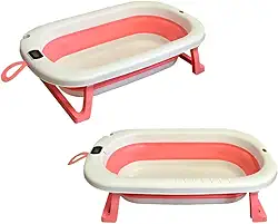 Banheira Retrátil Dobrável Silicone De Bebe Com Termometro digital (Rosa)