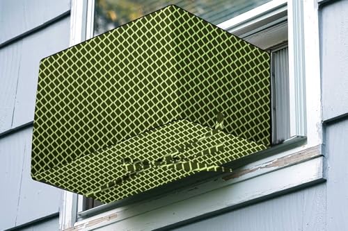 Image of The Furnishing Tree Elastic fit waterproof Polyester window ac cover compatible for Blue Star 2 Ton WID324L Dustproof cover for inner and outer section, Check Military