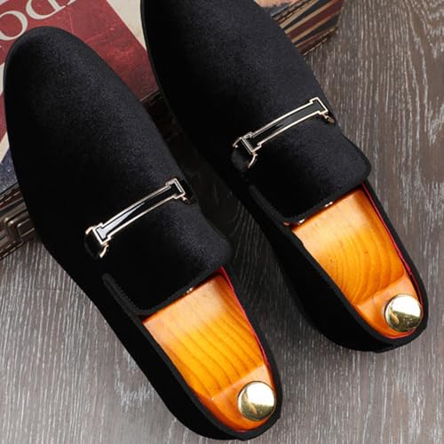 Men Formal Ball Shoes Velvet Loafers red Wedding Horsebit Flat Party Fashion Driving Shoes4
