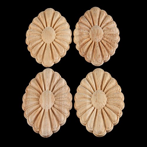 4pcs 8# Holz Skulptur quadratische Corner Flourish Blumen Muster Onlay Unpainted Tür Europäischer Stil