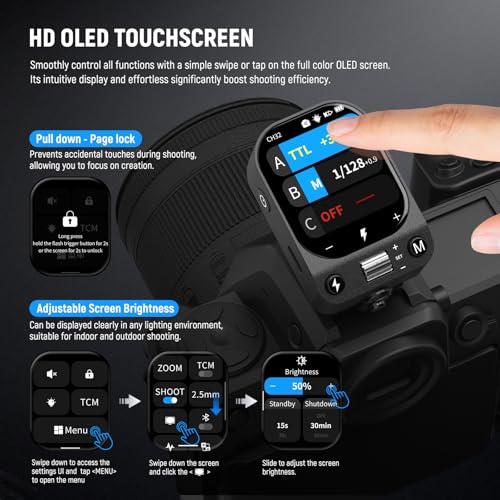 Image of NEEWER QZ-N TTL Wireless Flash Trigger Transmitter Compatible with Nikon Cameras, 1 /8000s HSS Switch, 1000mAh Battery, OLED Touchscreen for 2.4G Q System Z3 Z2PRO Z2II Z2 Z880 Q6 Q4 Q300 Q200