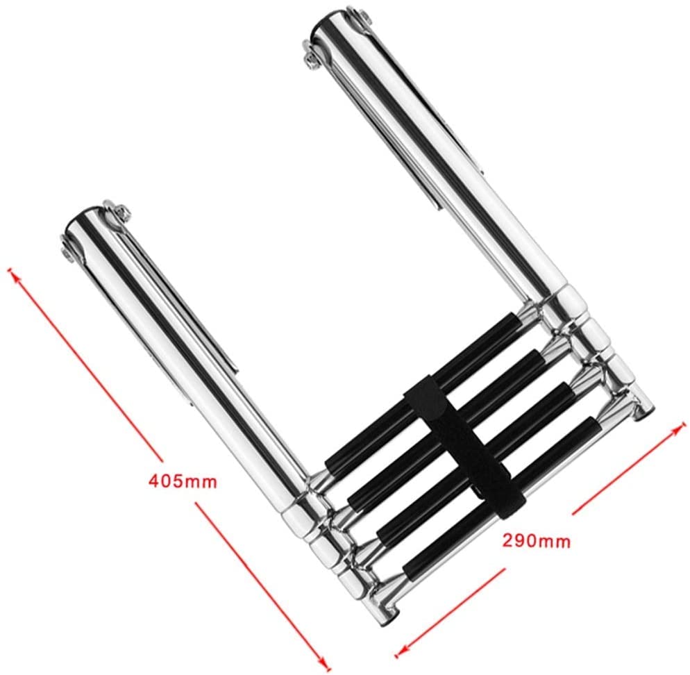 Scala telescopica per Barche, in Acciaio Inox, Estensibile, per Yacht/Piscina (4 gradini).