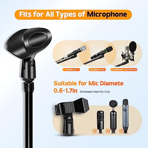 Mic Stand, Bietrun Microphone Stand Tripod Adjustable Boom Height, With Carry Bag & 2 Mic Clips, Detachable Boom Mic Stand For Singing Performance Wedding Stage Church #TOP2