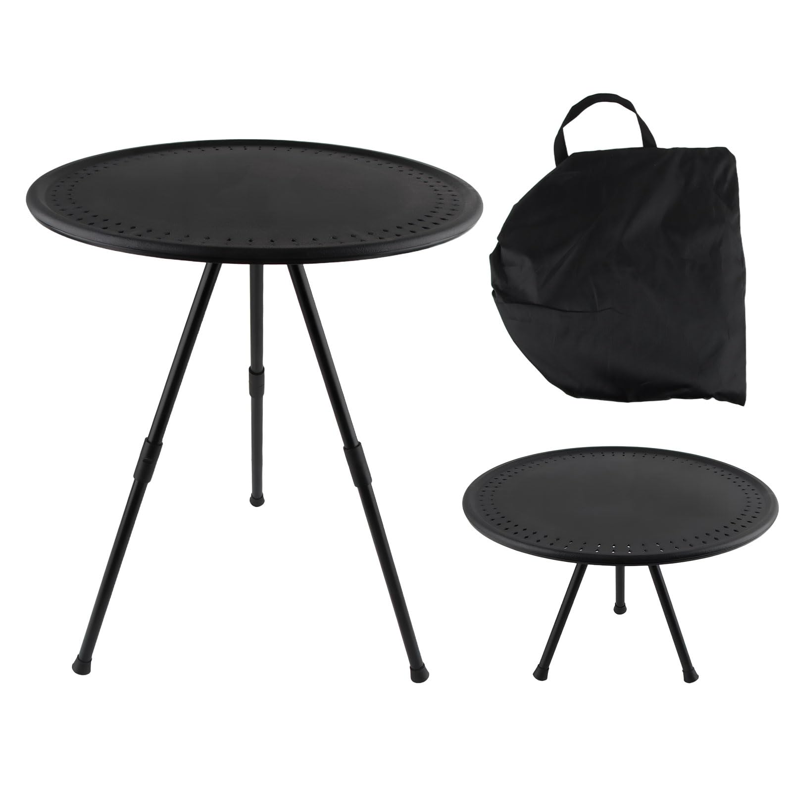 Table de camping réglable en hauteur avec plateau rond pliable pour le trekking et la moto