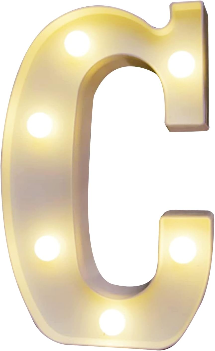 Alphabet LEDs Light Standing Letters Sign with Bulbs Night Lamp Warm Whiteant Bright Light Effect 2 * AA Cell Operated IP54 Water Resistance for Birthday Wedding Home Party Bar