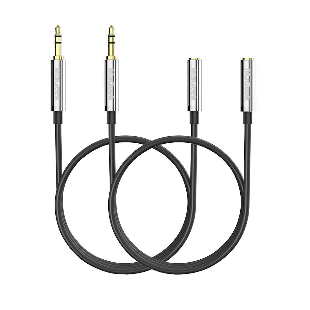 MaGeek3.5mm Audio Aux Extension Cord, TRRS 4-Pole Headphone Cable Male to Female Auxiliary Extension Adapter Compatible with Beats, iPhone, iPad, Car, Home Stereo and More(Black) (2-Pack__3.3ft)
