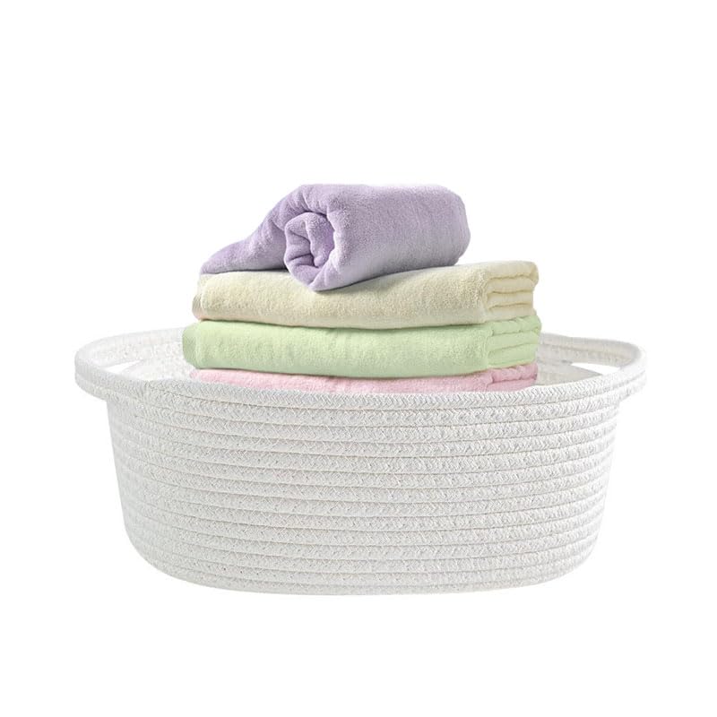Eyands White Small Baskets for Gifts Empty Woven Gift Basket with Bag and Ribbon, Cotton Rope Kids Dog Cat Toy Bin Box - Image 4