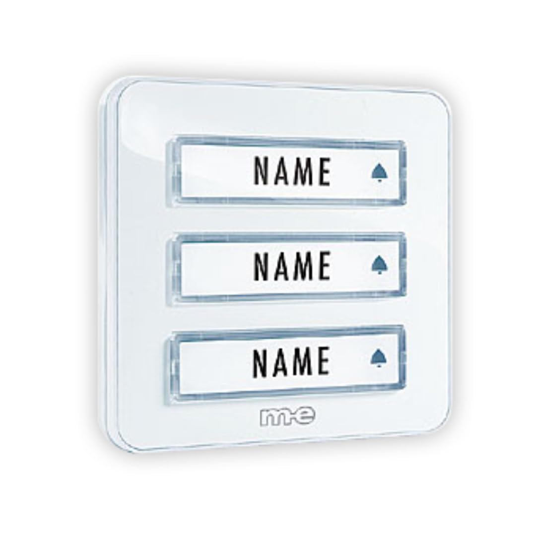 m-e KTA-3 W Bell Panel 3x White 12V 1A Glossy Front Removable Name...