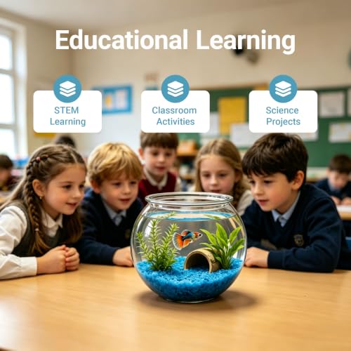 Image of Koller Products 1-Gallon Plastic Round Fish Bowl, Hospital Fish Tank for Betta Guppy Tetra Zebrafish Shrimp, Temporary Tank for Fry, Isolation, Fish Breeding, Classroom Education and Decoration