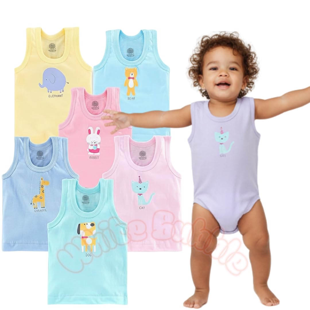 White Bubble Pack of 6 Kids Cotton Sando | Soft & Breathable Undershirts for Baby Boys & Girls | Summer Sleeveless Vest | ... - Review, Price and Buying Guide