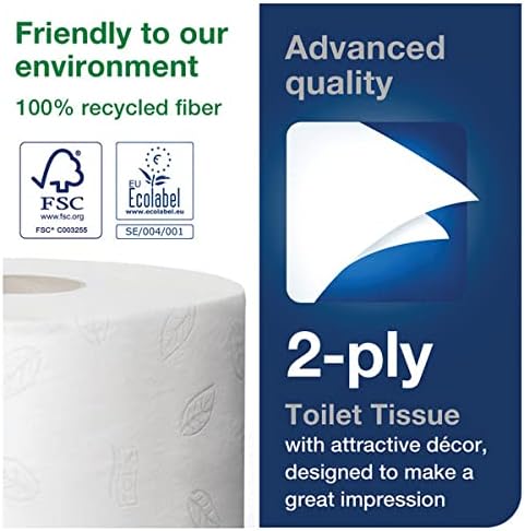 Tork 120238 Advanced Mini Jumbo toilet roll, 2-ply, 12 pieces,White,2.25"