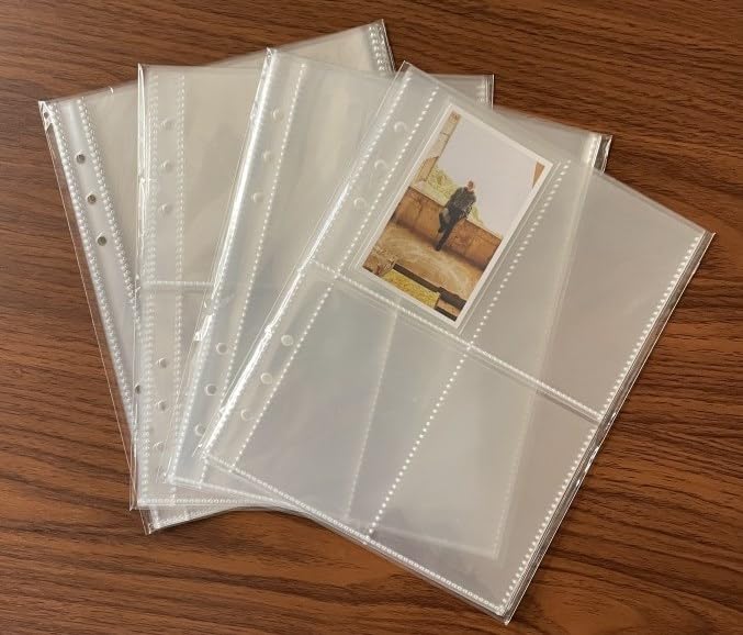80 Pockets Kpop Photocard Protector Postcard Sleeves DIN A5 Transparent Postcard Holder Book 4-Pocket Page Card Protectors Sleeve Pages for Photo Protection Collection Family Wedding (9.3 x 6.6 cm)